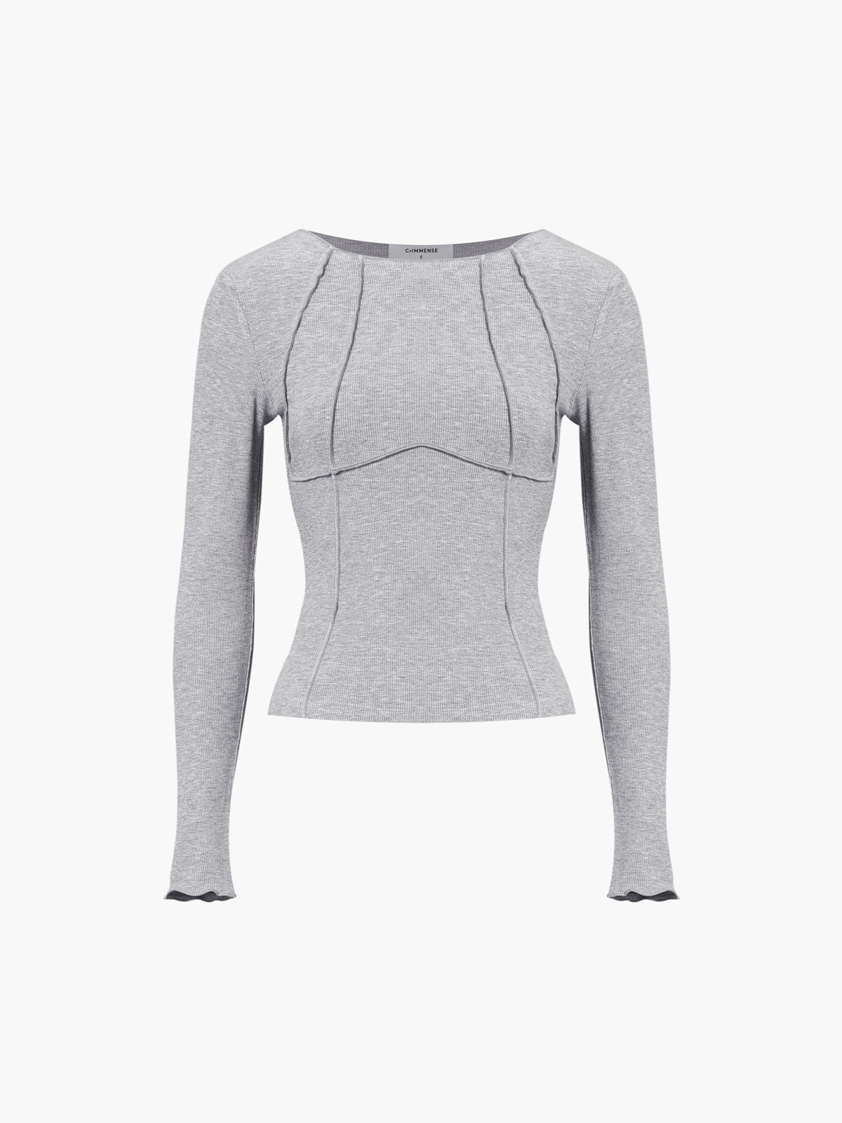 Blusa Básica de Manga Larga con Ribetes