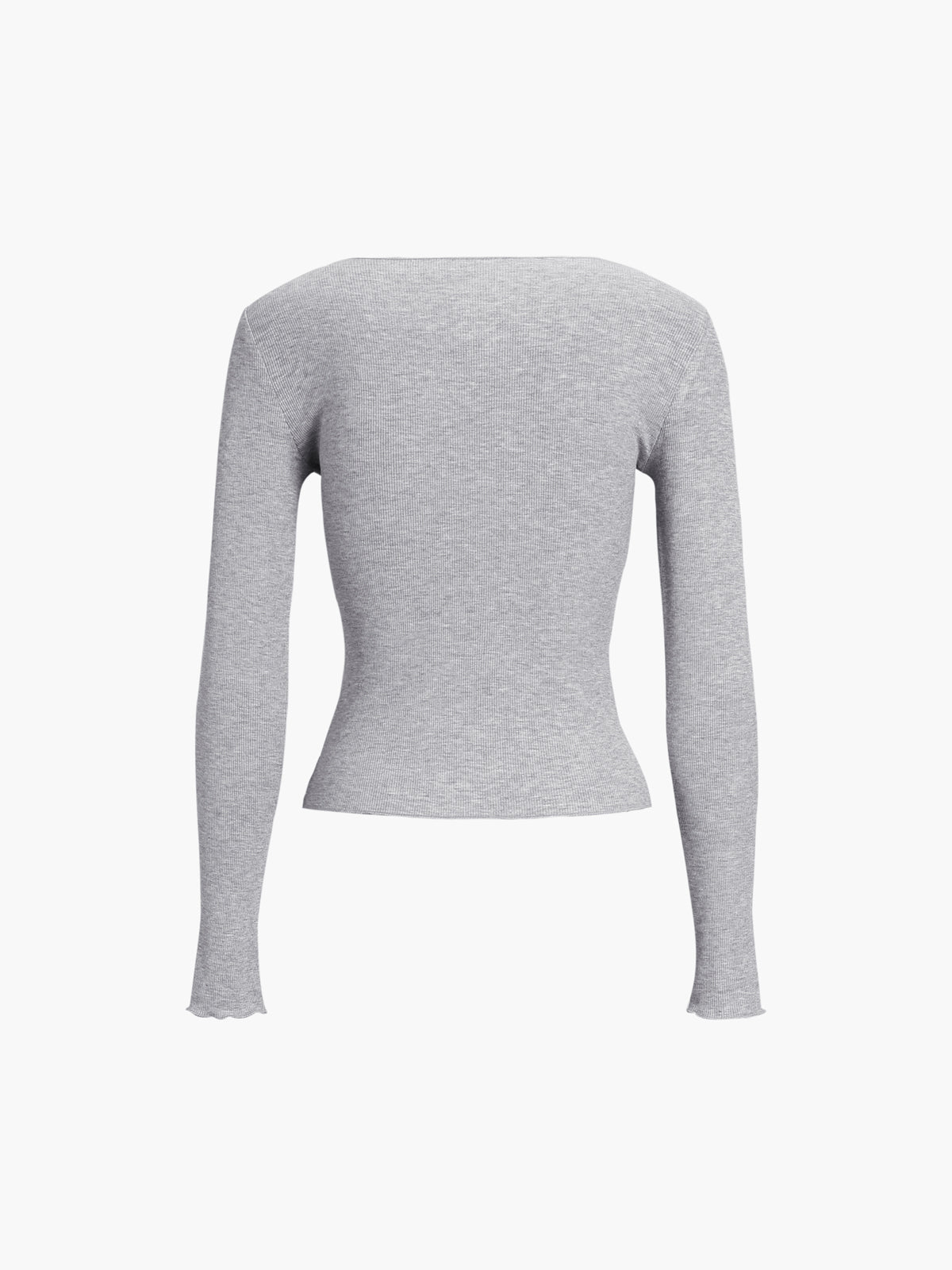 Blusa Básica de Manga Larga con Ribetes