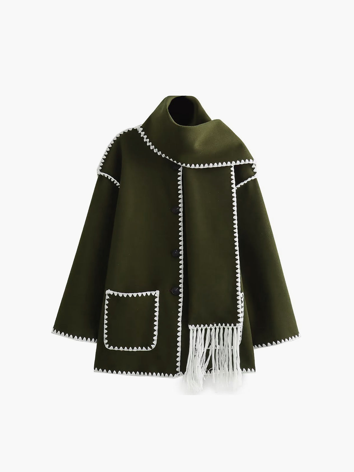 Chaqueta con Ribete en Contraste y Bufanda a Juego